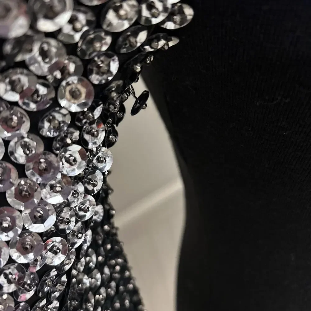 Tory Burch Black Dress With Sequin Sleeves Size XS